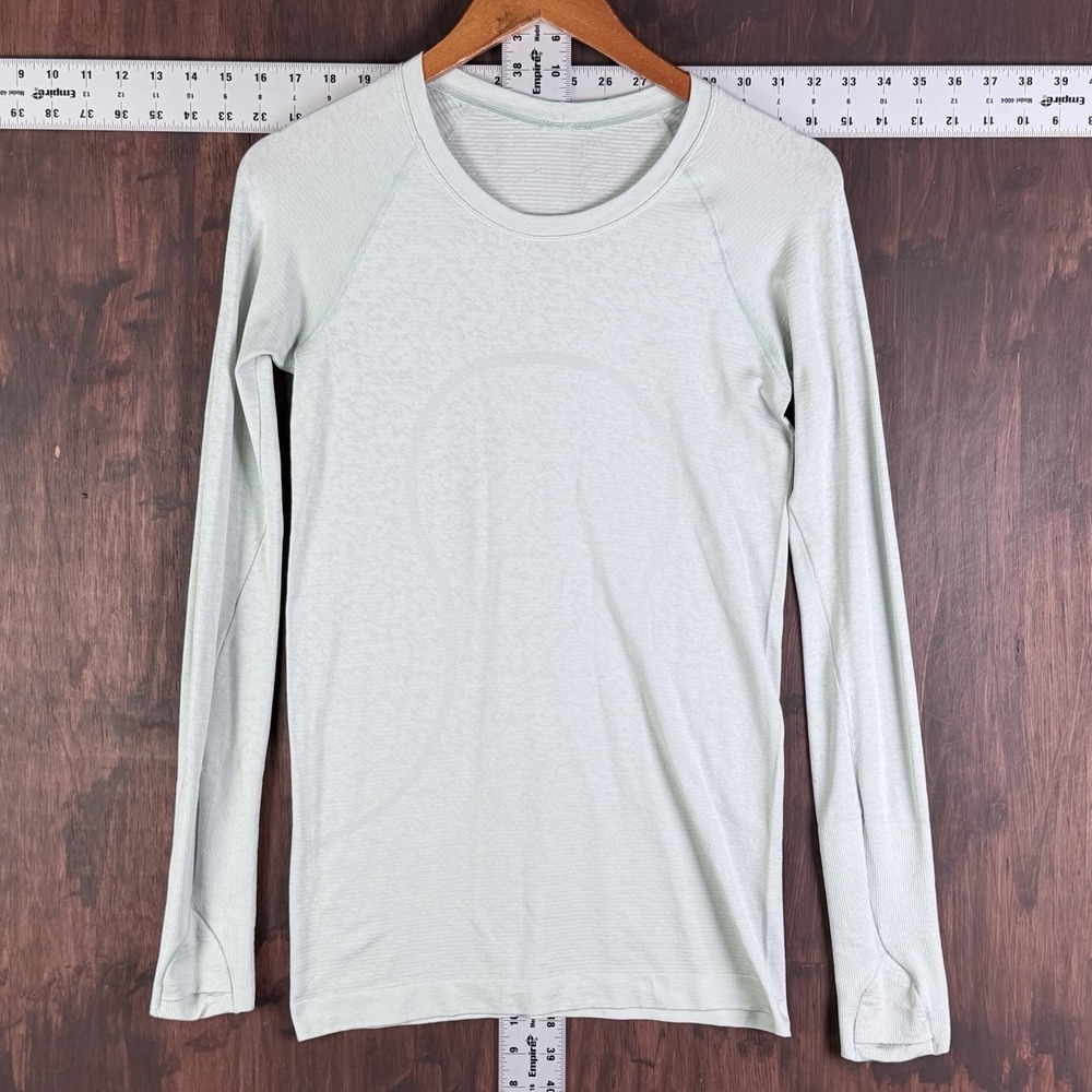 Lululemon Swiftly Tech Long Sleeve Shirt 2.0 Distorted Static Mint Womens 6 GUC